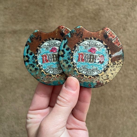 Western Rodeo Car Coaster Set | Car Accessories - Picture 4 of 12